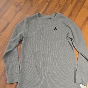 Jordan Gray Long Sleeve Shirt with Black Logo Kids Size 12 13 Nwt